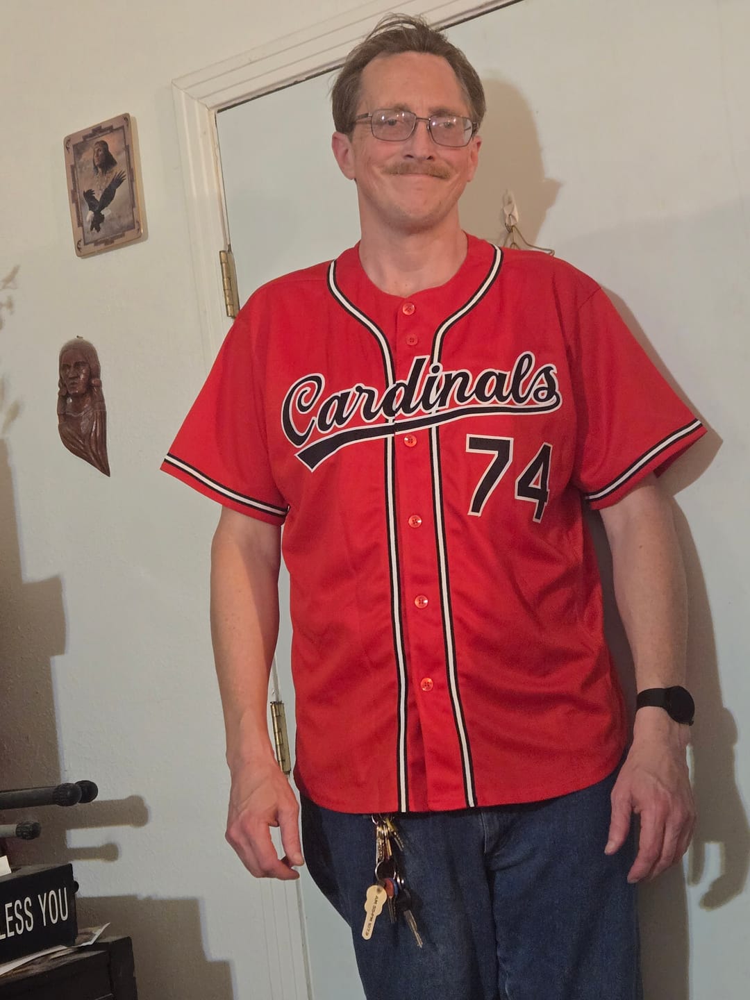 Customer photo review of Custom Red Black-White Solider Classic Style Authentic Baseball Jersey
