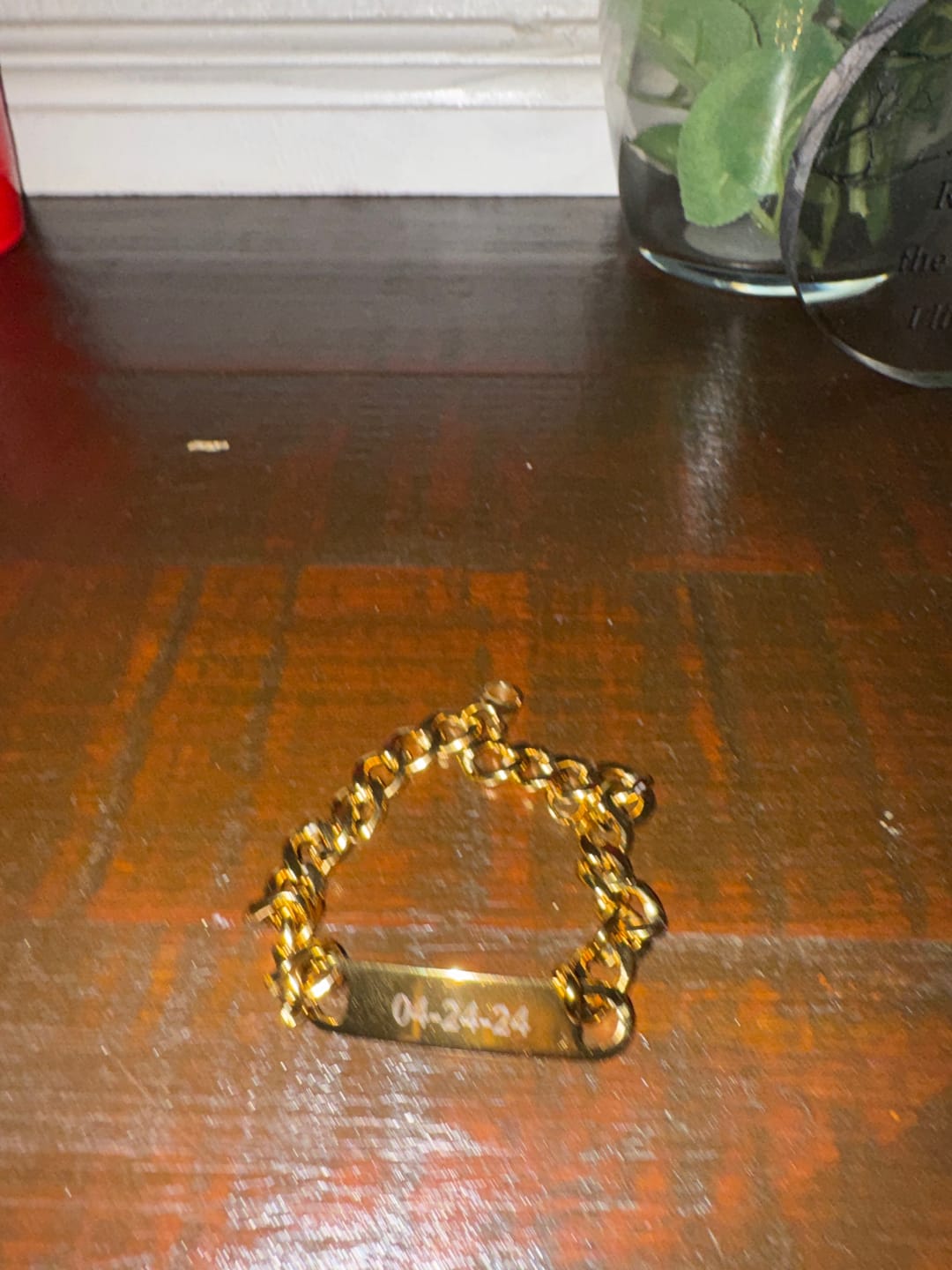 Customer photo review of Engraved Bar Cuban Link Bracelet