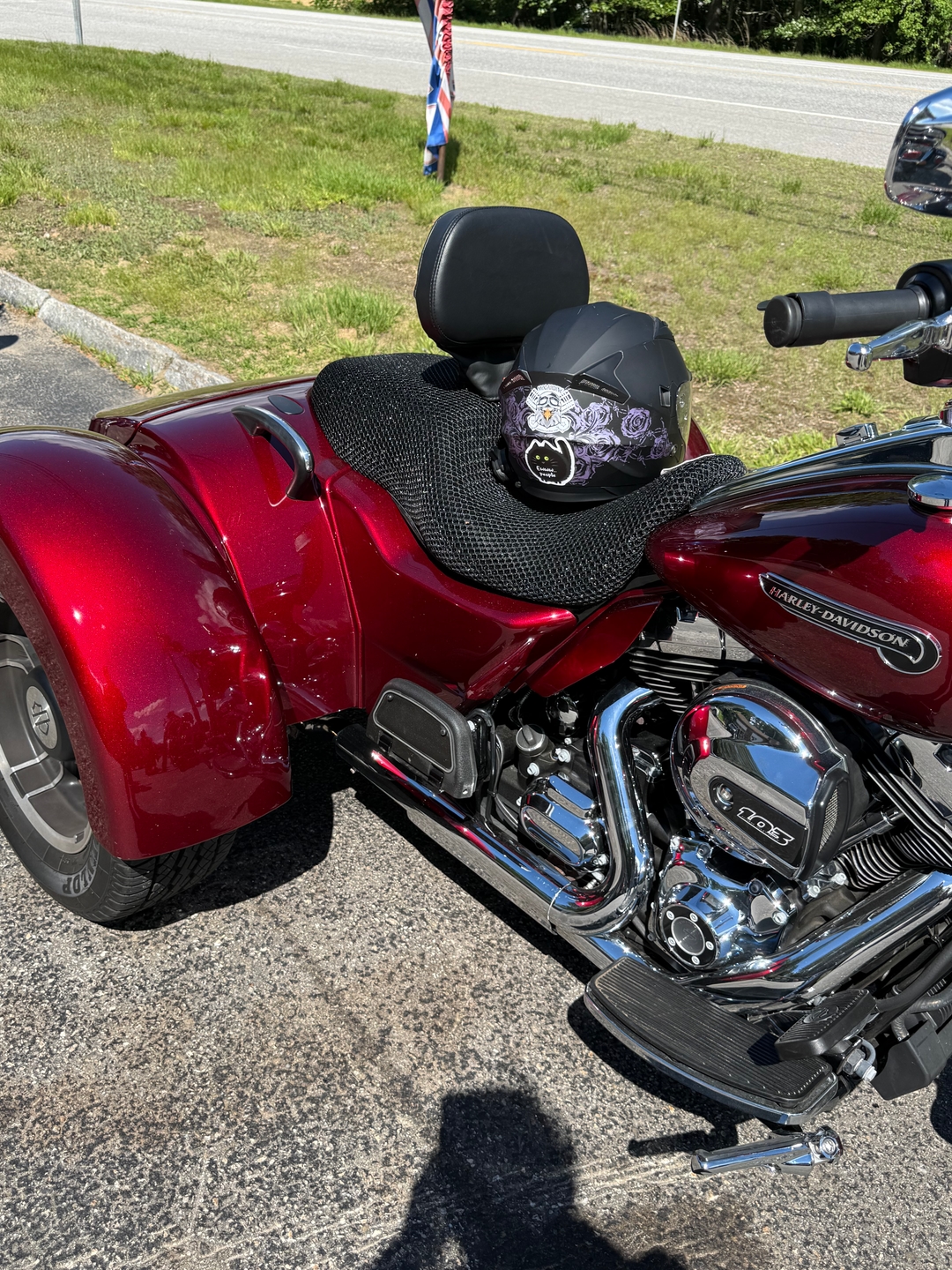 Wind Rider mesh seat cover on a Harley Davidson Freewheeler