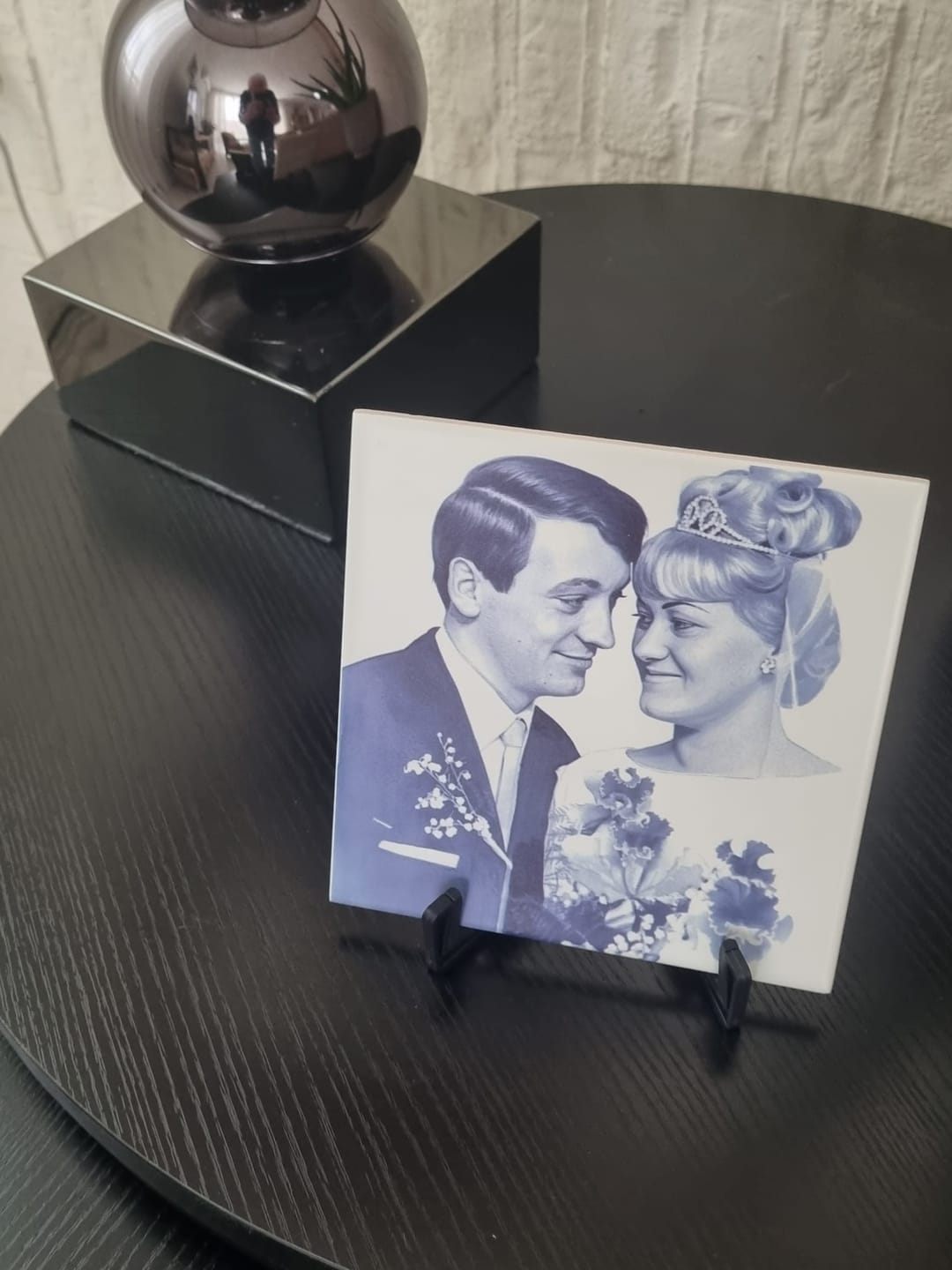 Customer photo review of Delfts Blauw tegeltje bedrukken met jouw foto