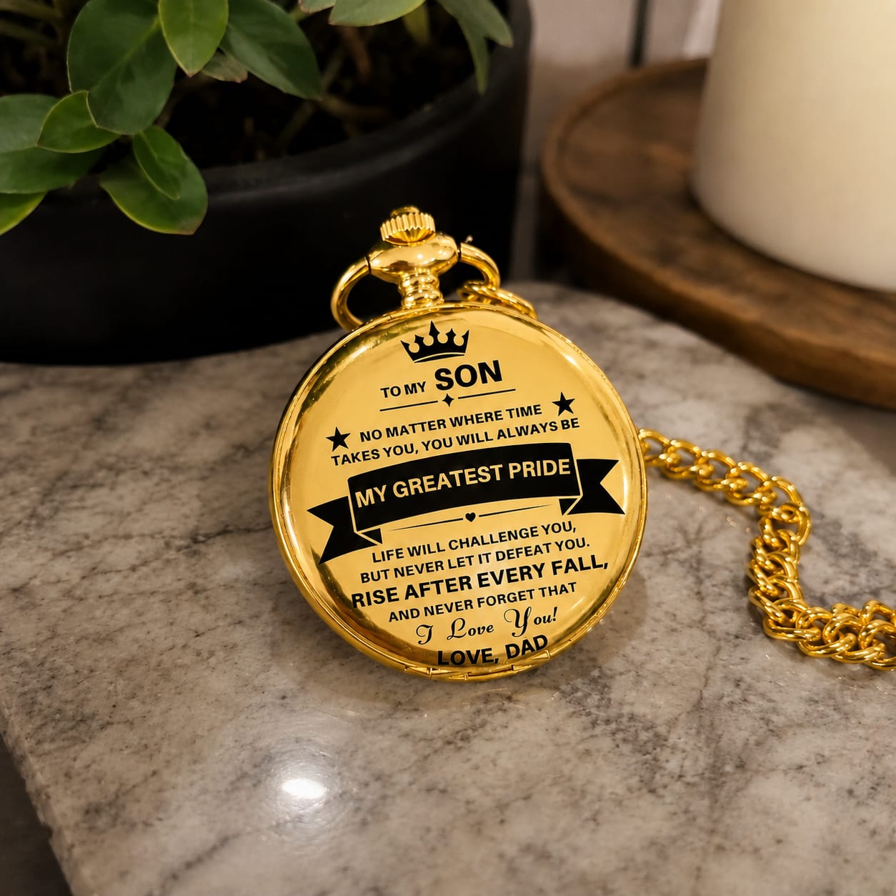 Customer photo review of To My Son / From Dad - Luxury Vintage Pocket Watch Gift SS#2606