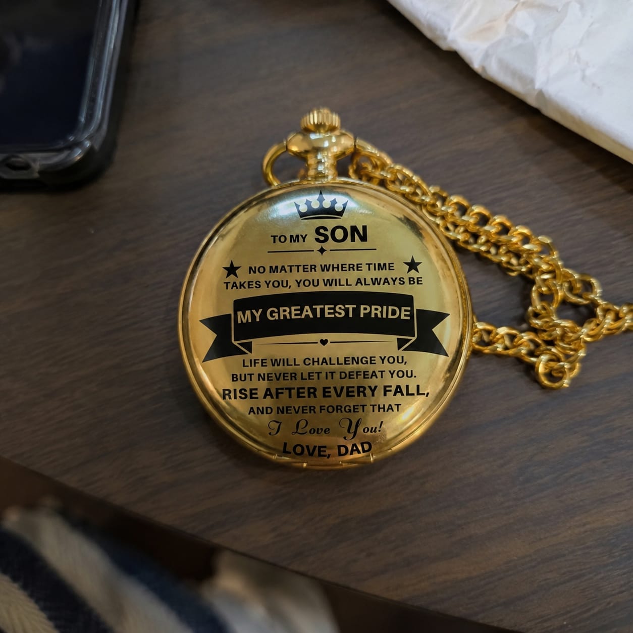 Customer photo review of To My Son / From Dad - Luxury Vintage Pocket Watch Gift SS#2606