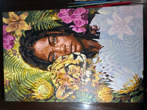 Customer photo review of Girl with Cheetah & Orchids