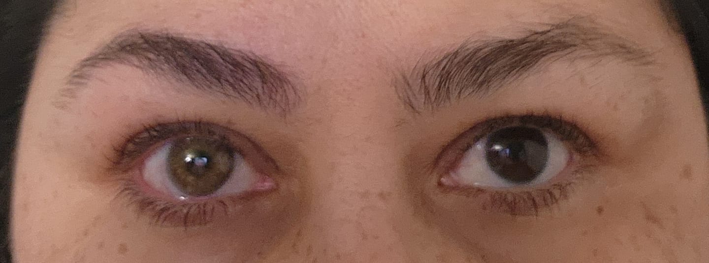 Customer photo review of Danica Lava Orange Colored Contact Lenses