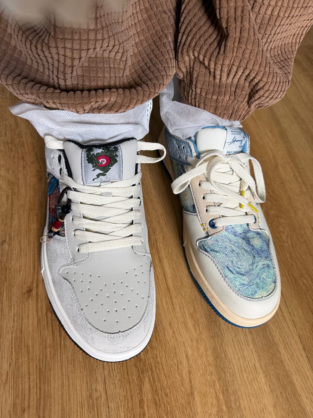Customer photo review of Van Gogh Starry Night inspired sneakers