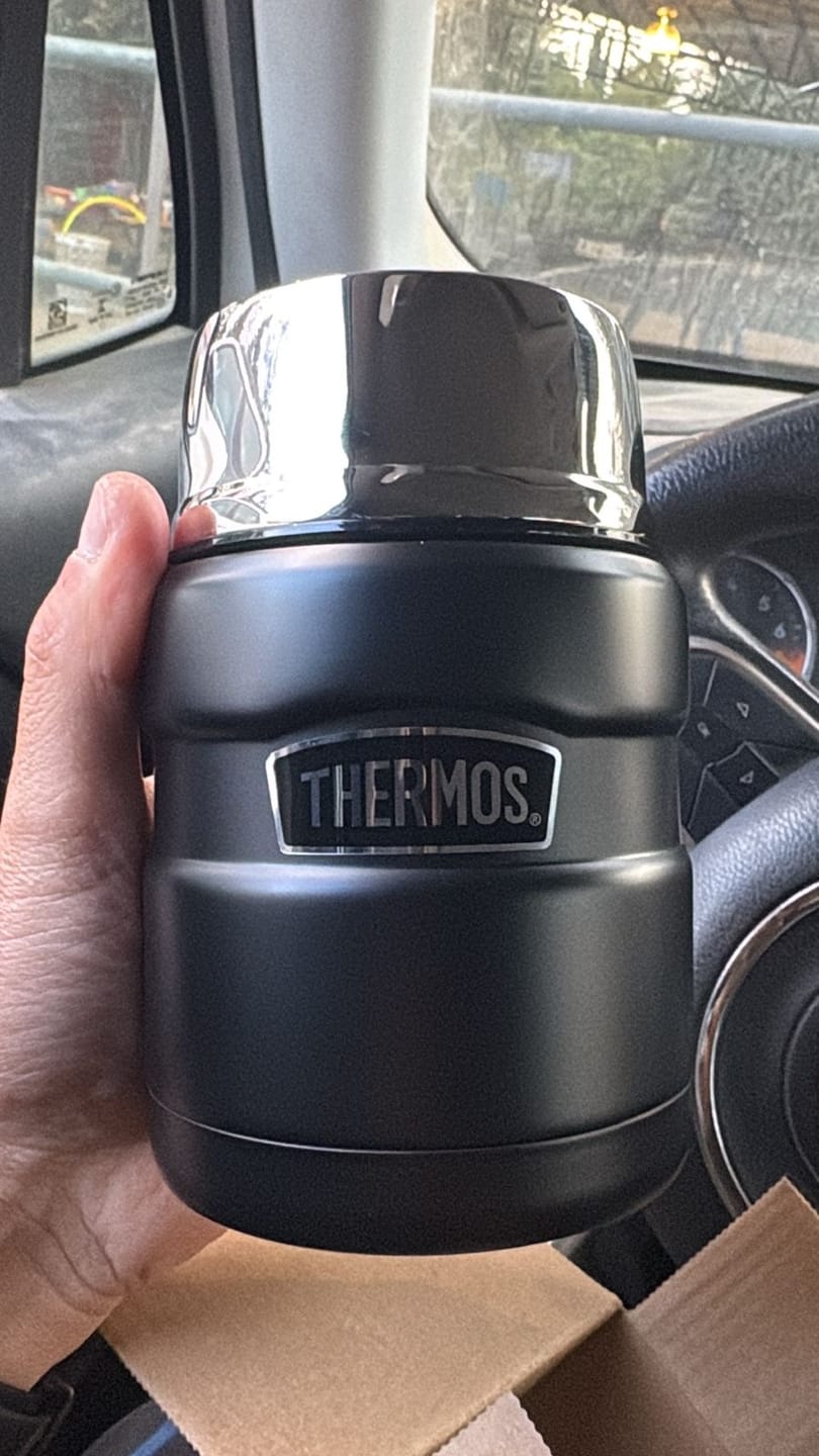 Customer photo review of TERMO COMIDA 470ML KING ACERO INOXIDABLE NEGRO