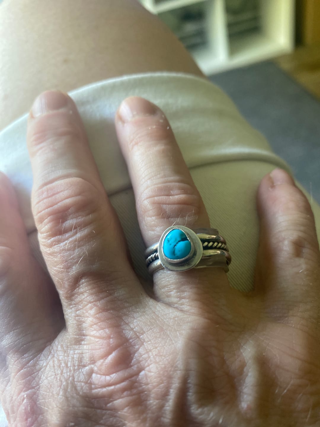 Customer photo review of Handcrafted Turquoise & Sterling Silver Braided Band Ring