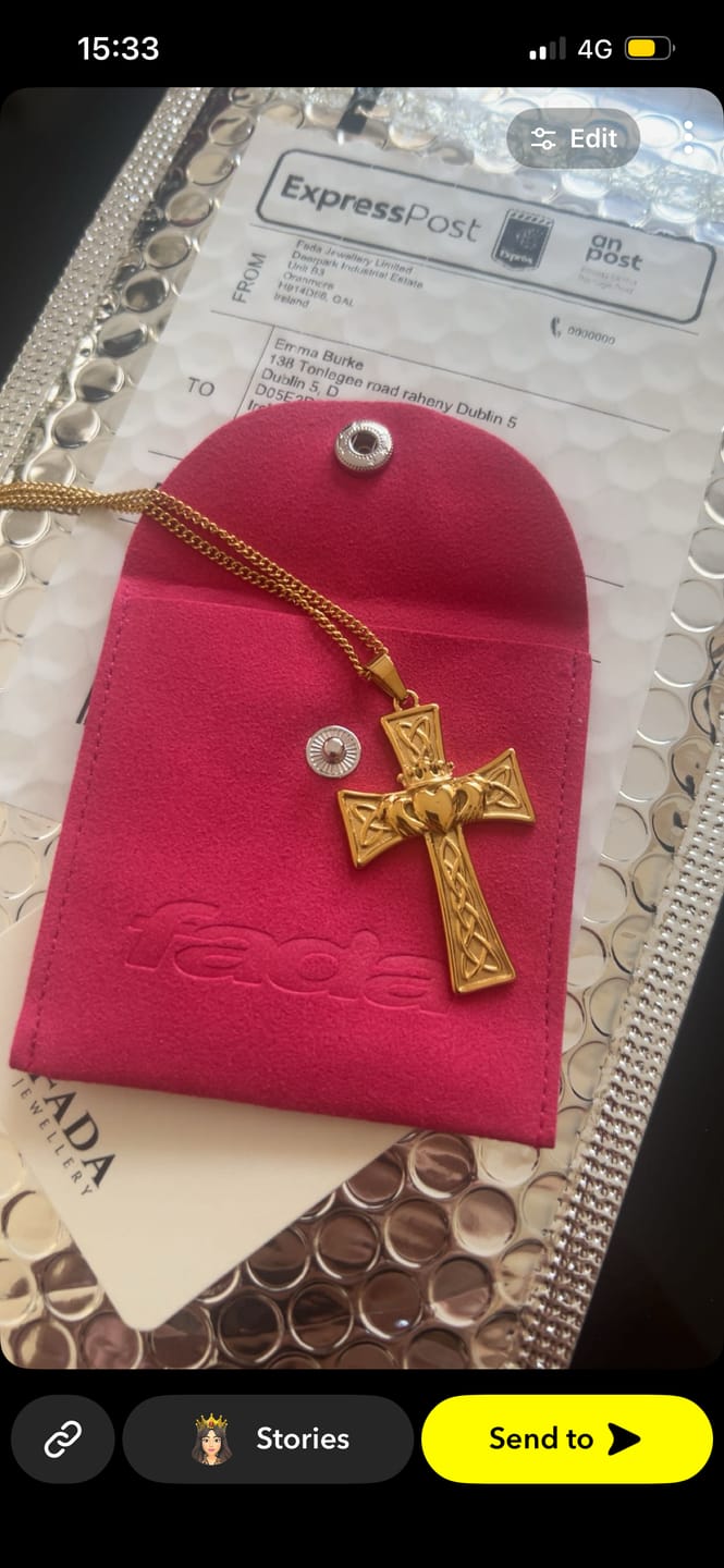 Customer photo review of Cross Claddagh Necklace