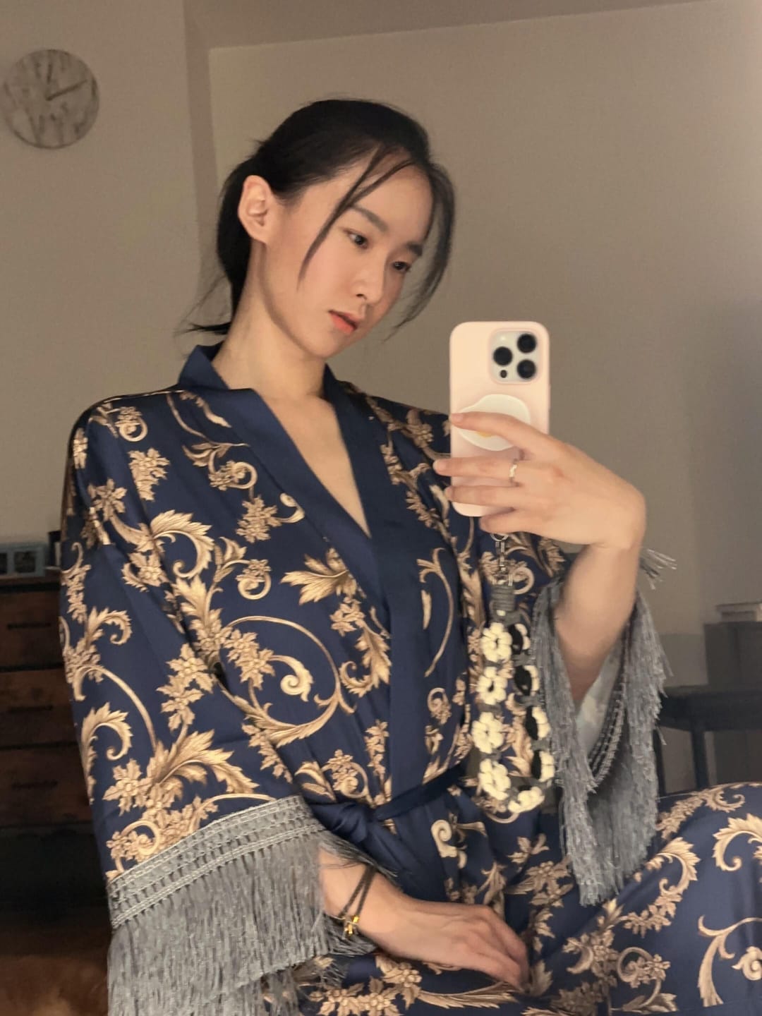 Customer photo review of Tassels Blue Kimono Robe