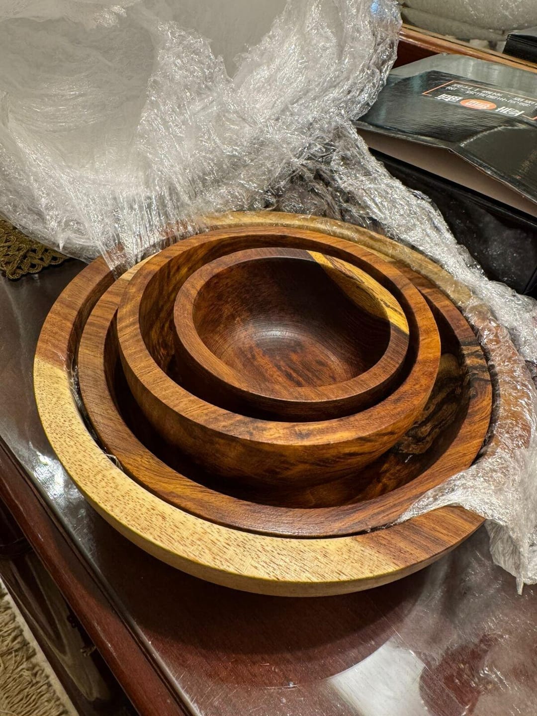 Customer photo review of Wooden Bowl Set – Set of 4