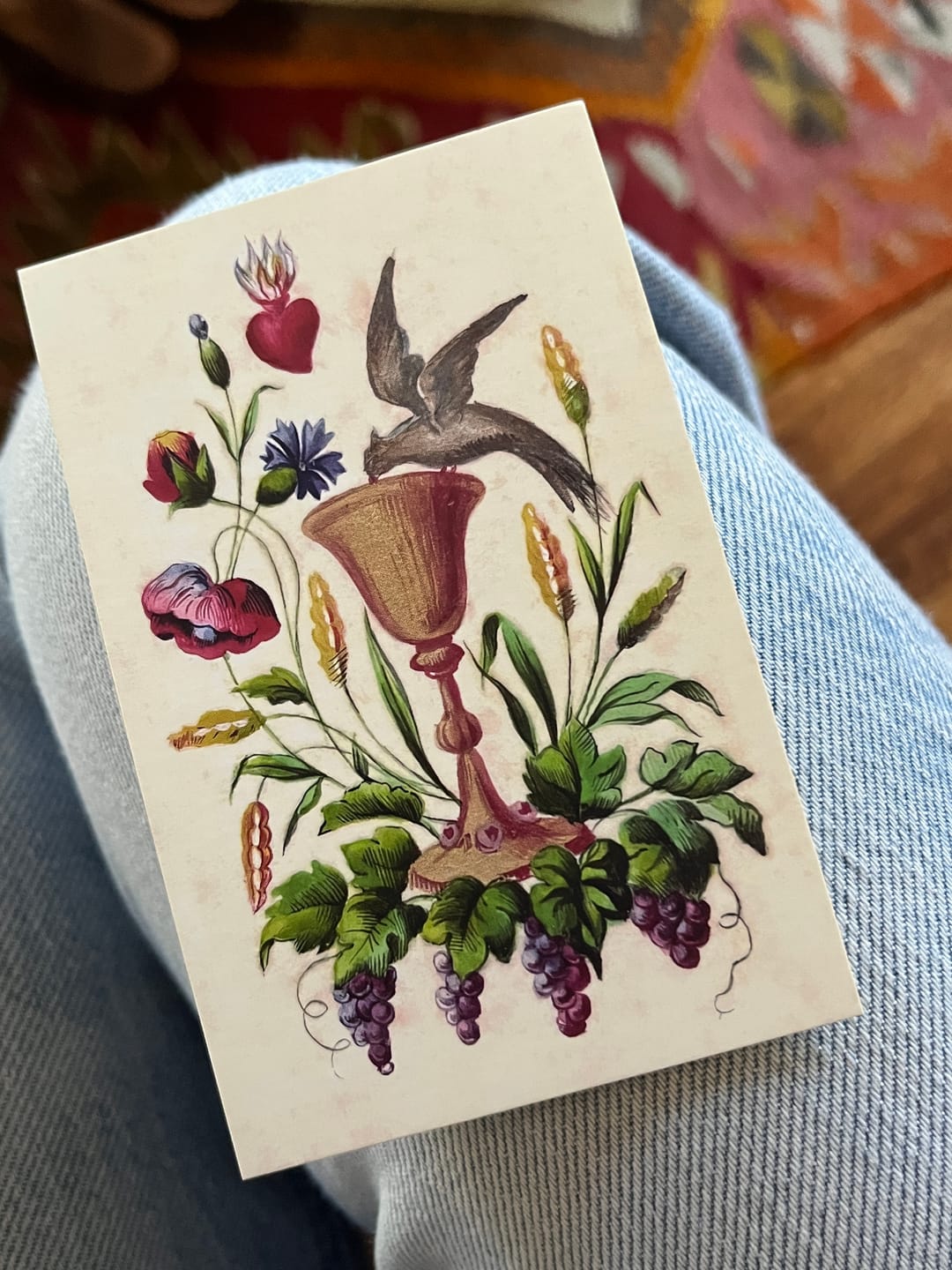 Customer photo review of Eucharist and Dove Holy Card – Quiet Priestly Prayer – pack of 10/100/1000 – Restored Vintage Holy Card