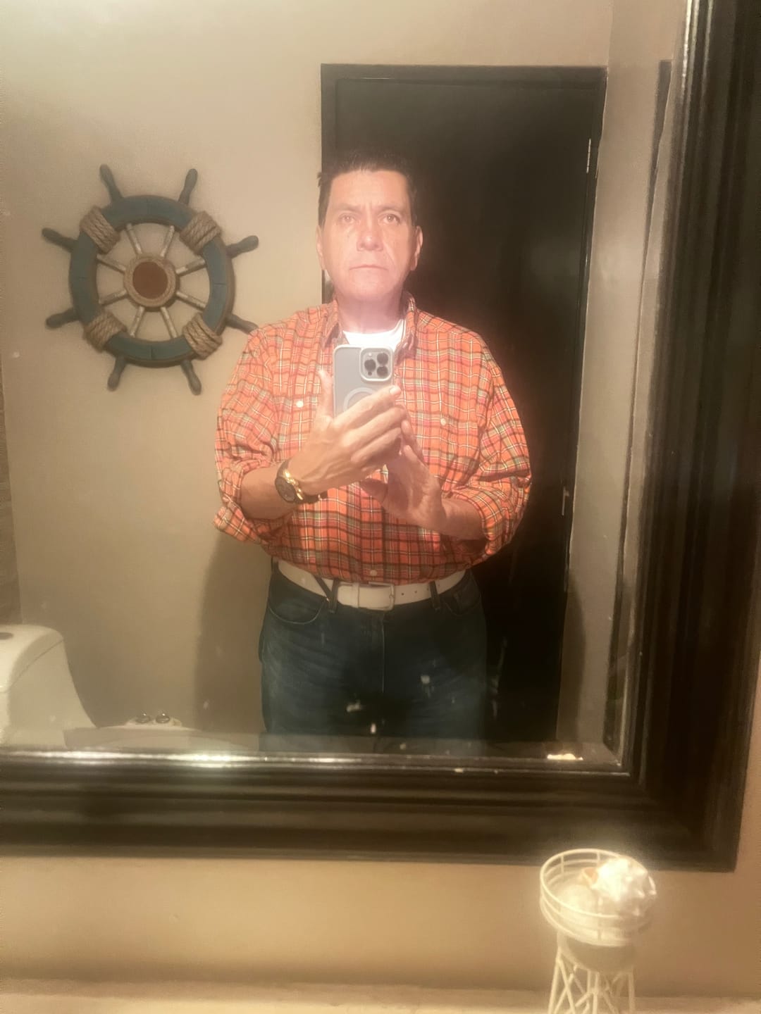 Customer photo review of Camisa Ralph Lauren Xgrande Xl Farrell Cuadro Naranja