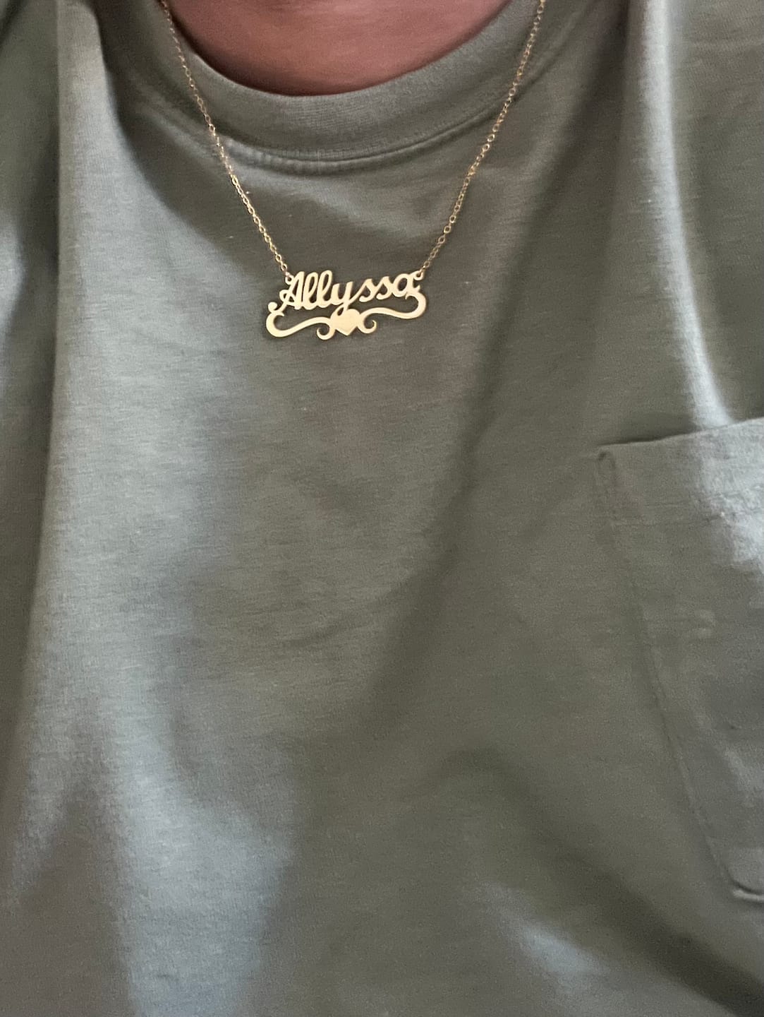 Customer photo review of Love Heart Name Necklace