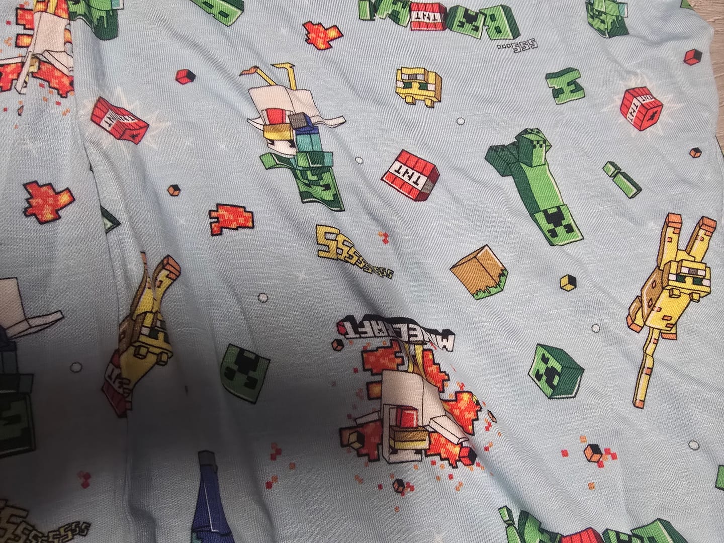 Customer photo review of Minecraft: Chicken Jockey Bamboo Kids Pajama Short Set