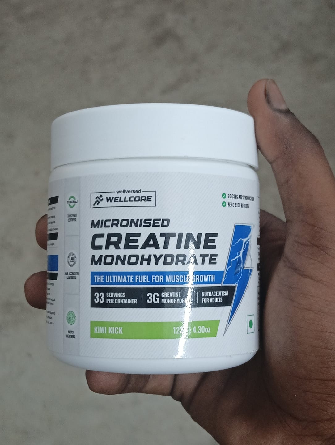 Customer photo review of Wellcore - Pure Micronised Creatine Monohydrate | Kiwi Kick (122g, 33 servings)