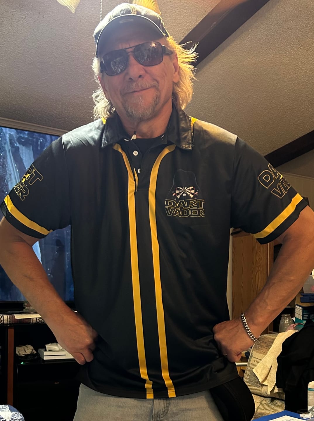 Customer photo review of Dart Vader Funny Personalized Name 3D Shirt For Darts Player, Idea Shirt for Dart Player DMO0004