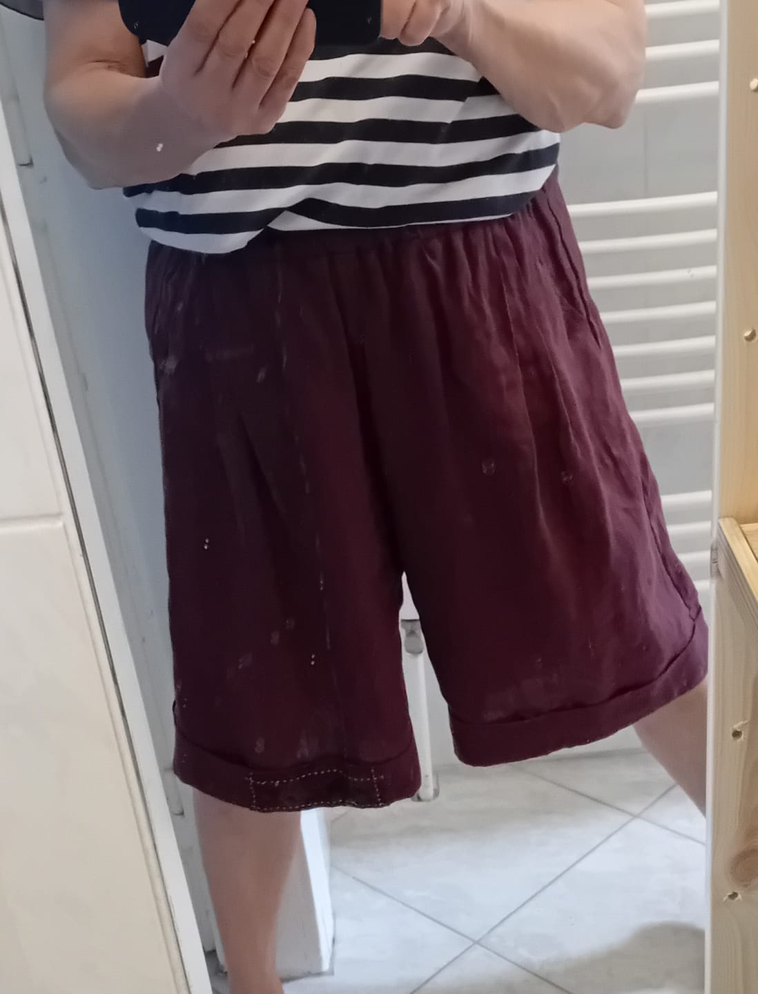 Customer photo review of Women Vintage Patch Stitching Loose Short Pants