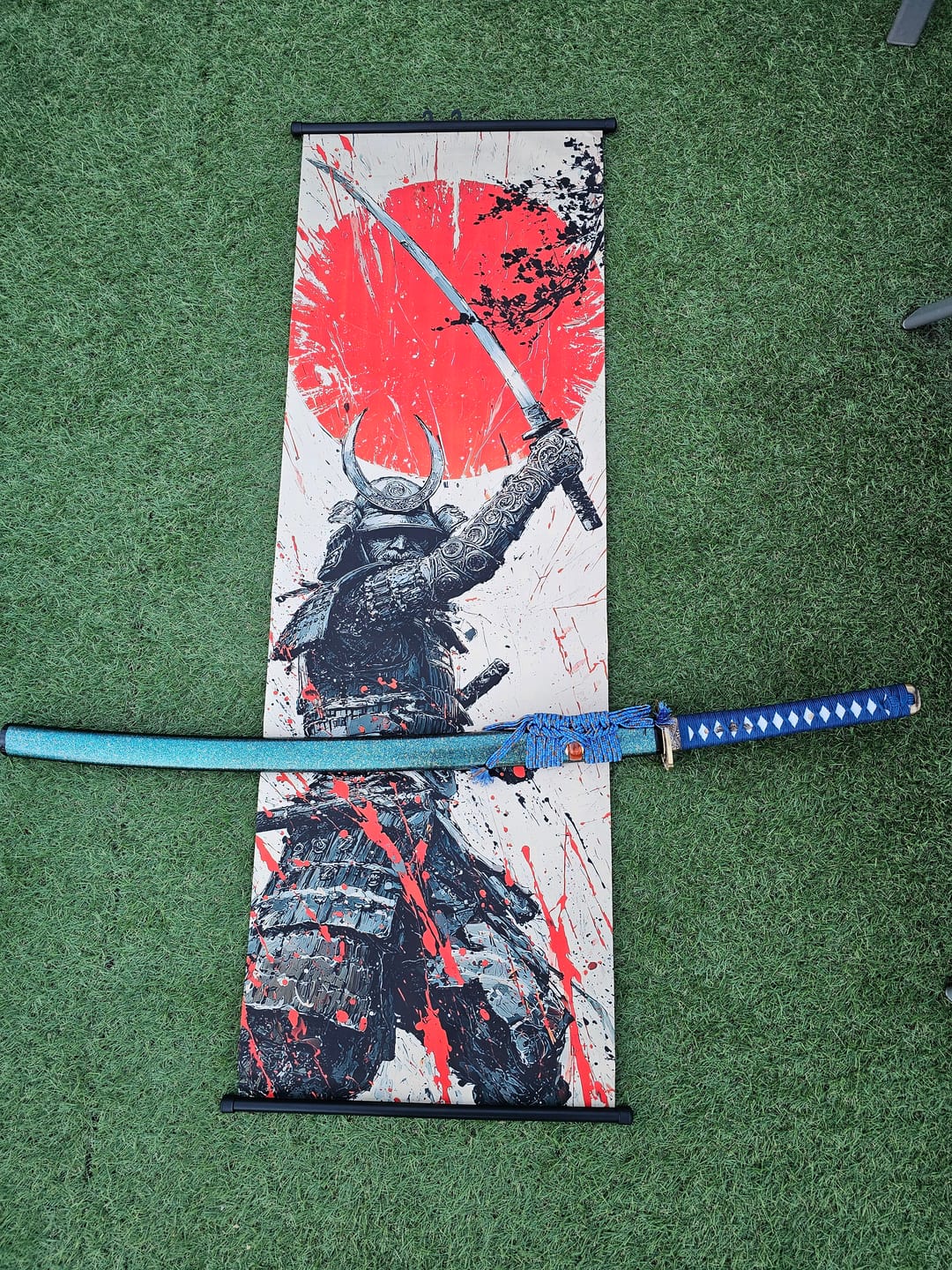 Customer photo review of The Rakki Koi  Handmade Katana Clay Tempered T10 Steel