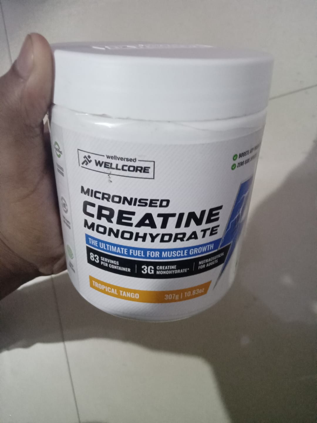 Customer photo review of Wellcore - Pure Micronised Creatine Monohydrate (307g, 83Servings) Tropical Tango