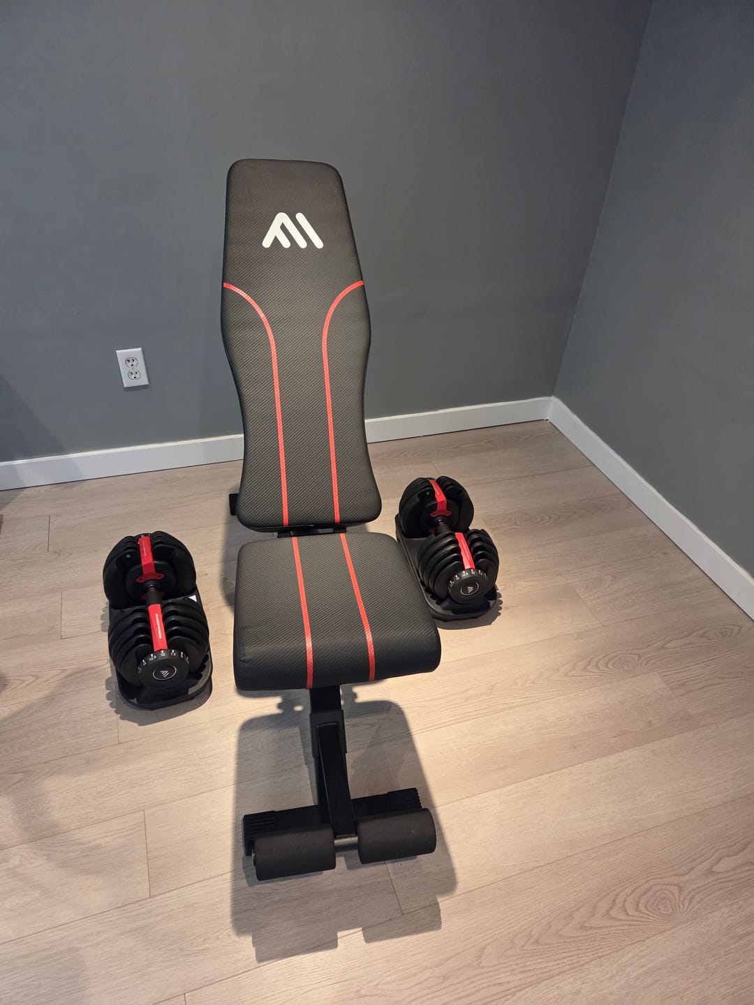 Customer photo review of Bundle : Adjustable Dumbbells (5-52.5lbs) Set Of Two + Adjustable Benchpress