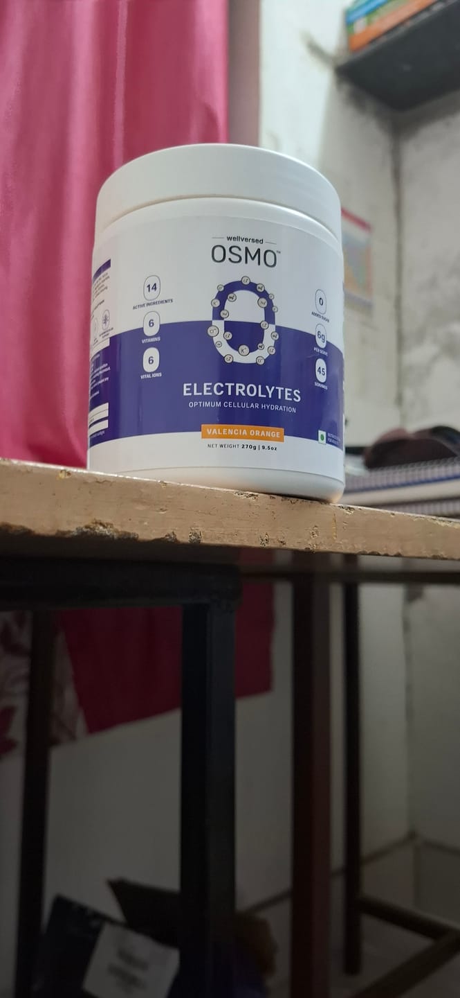 Customer photo review of OSMO - Electrolyte Hydration Blend (Advanced Salts + Taurine & Vitamins) | Valencia Orange Flavour (270g, 45 servings)