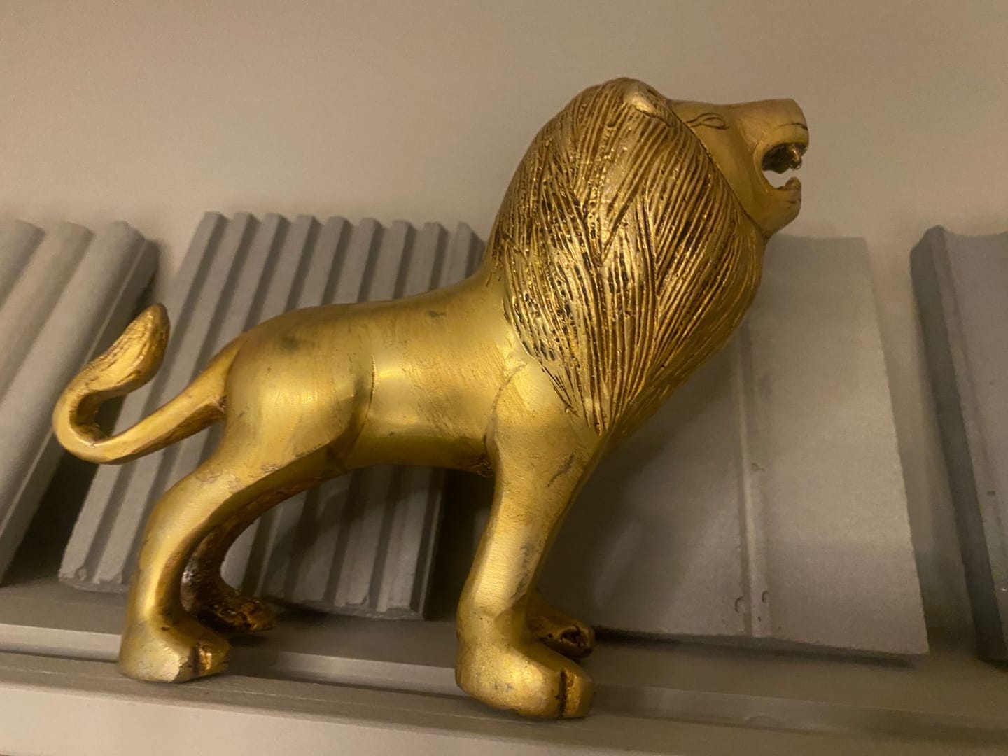 Customer photo review of Handcrafted Solid Brass Lion Vastu Idol | Vastu Remedy for South Direction Protection & Courage Energy for Main Entrances | 16×6×14 cm | 985g