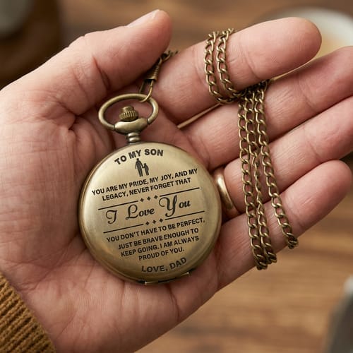 Customer photo review of To Son / Dad - Luxury Vintage Pocket Watch Gift SS#2603
