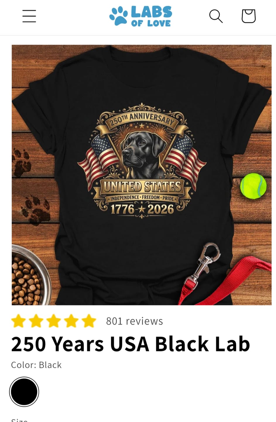 Customer photo review of 250 Years USA Black Lab (Backside)