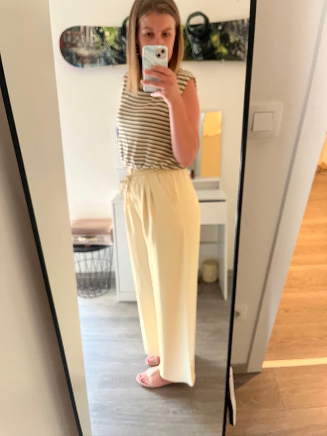 Customer photo review of PERFECT BALLOON TOP - BEIGE/BLACK STRIPES