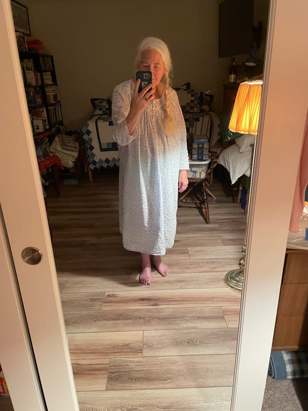 Customer photo review of Wintertide Cotton Lawn Ditsy Long Sleeve Ballet Nightgown