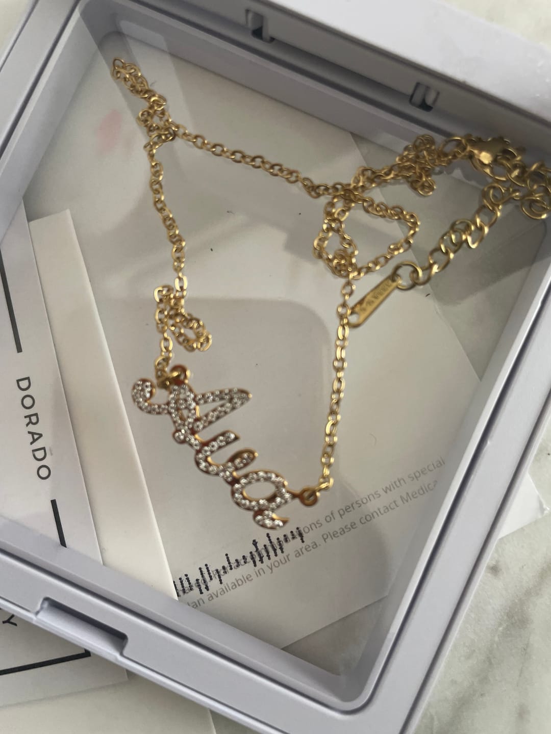 Customer photo review of Kids Iced Name Necklace