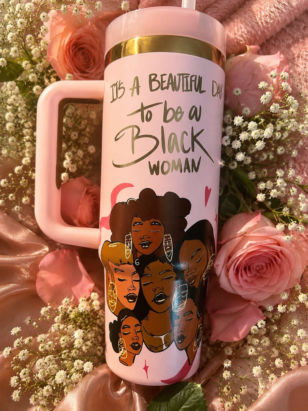 Customer photo review of Limited Edition "Crème Brûlée" Pink FlowSip™ Insulated Tumbler – Pinklomein x Cecilia's House