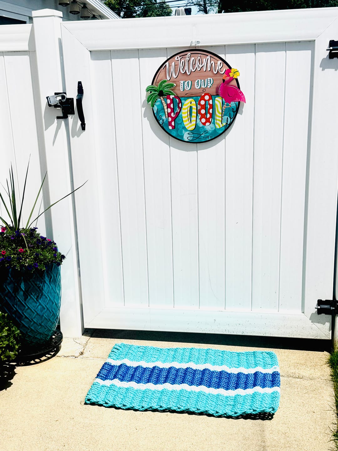 Customer photo review of Welcome to our Pool Door Hanger