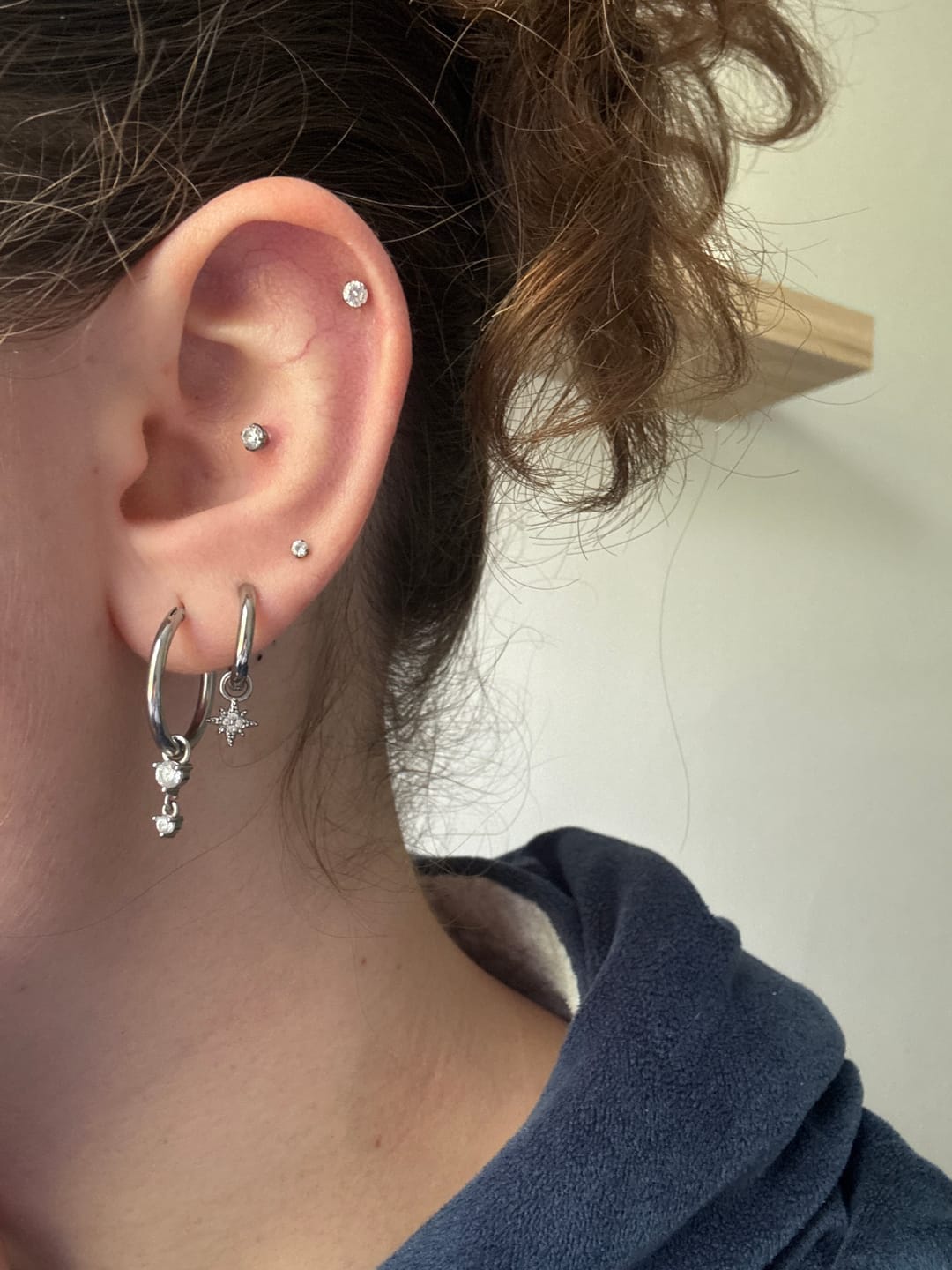 Customer photo review of My Huggies Hoop Earrings