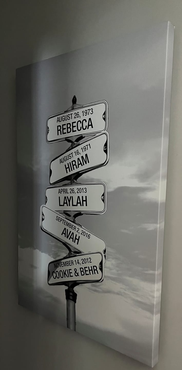 Customer photo review of My Street Sign Custom Children Names Personalized Canvas Print