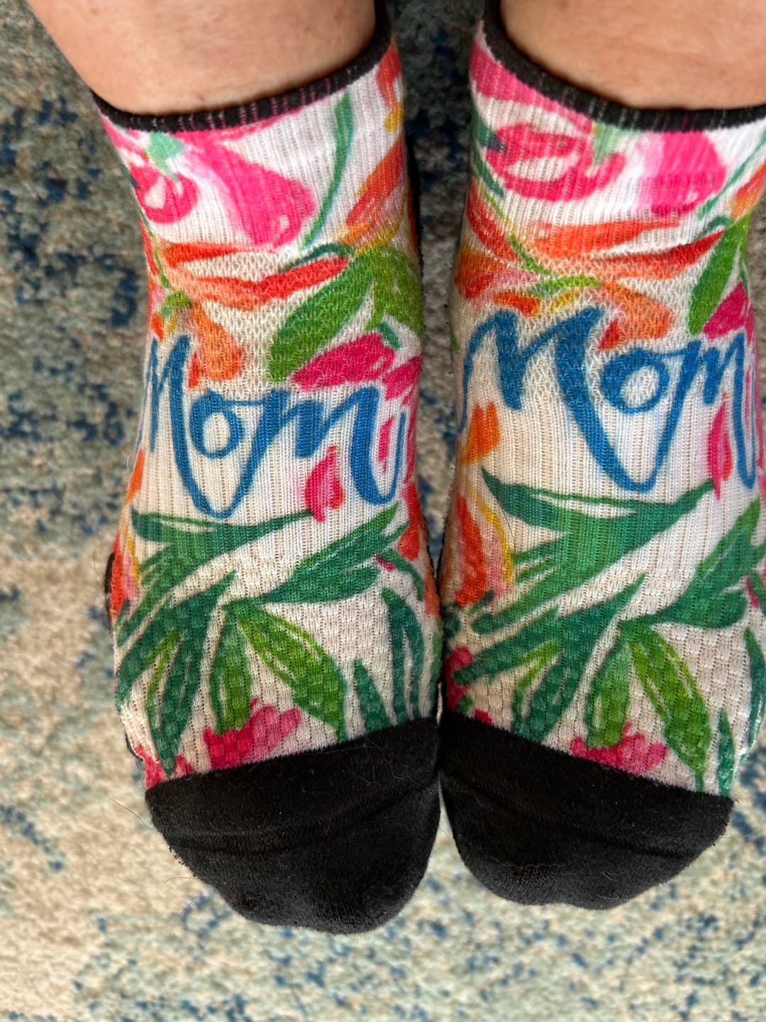 Customer photo review of Coral Daisy Ankle Compression Socks