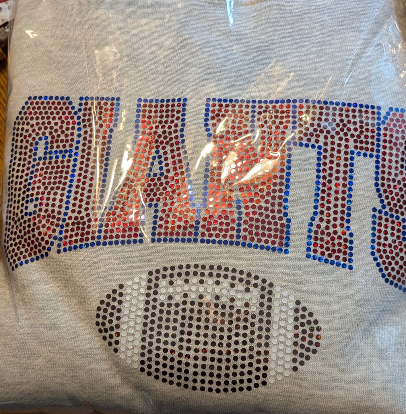 Customer photo review of Small Football SPANGLE BLING Transfer