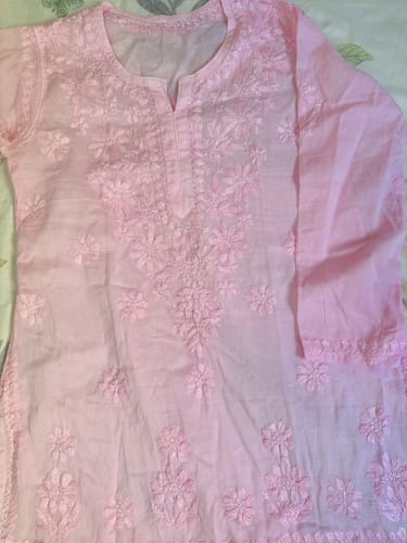 Customer photo review of Nazakat Baby Pink Cotton short kurta
