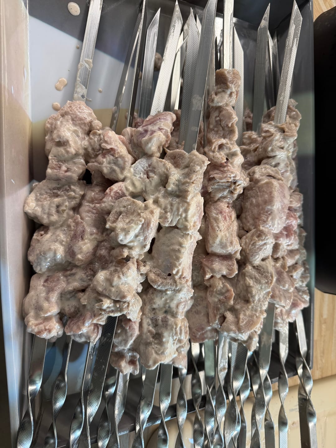Customer photo review of Schweine-Schaschlik Original - Mayonnaise Zwiebel Kräuter Marinade | mySchaschlik