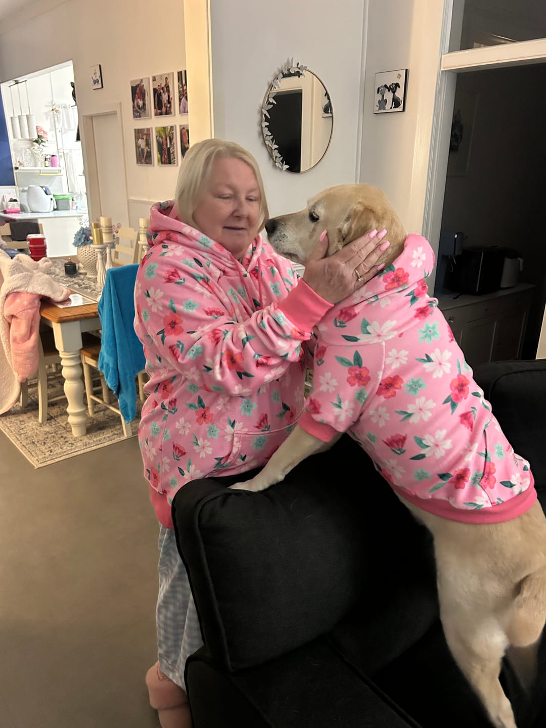Customer photo review of Blossom Dog Hoodie - Pink