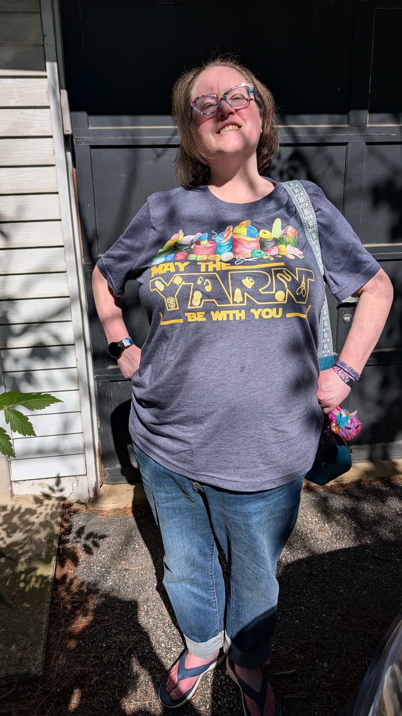 Customer photo review of May The Yarn Be With You T-shirt