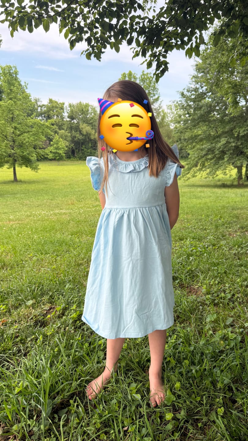 Customer photo review of Colette Ruffle Collar Blue Knit Dress