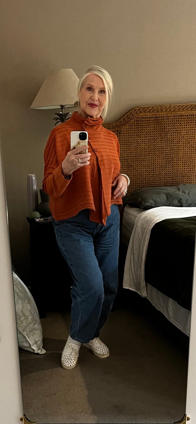 Customer photo review of COWL NECK BUTTON KNIT