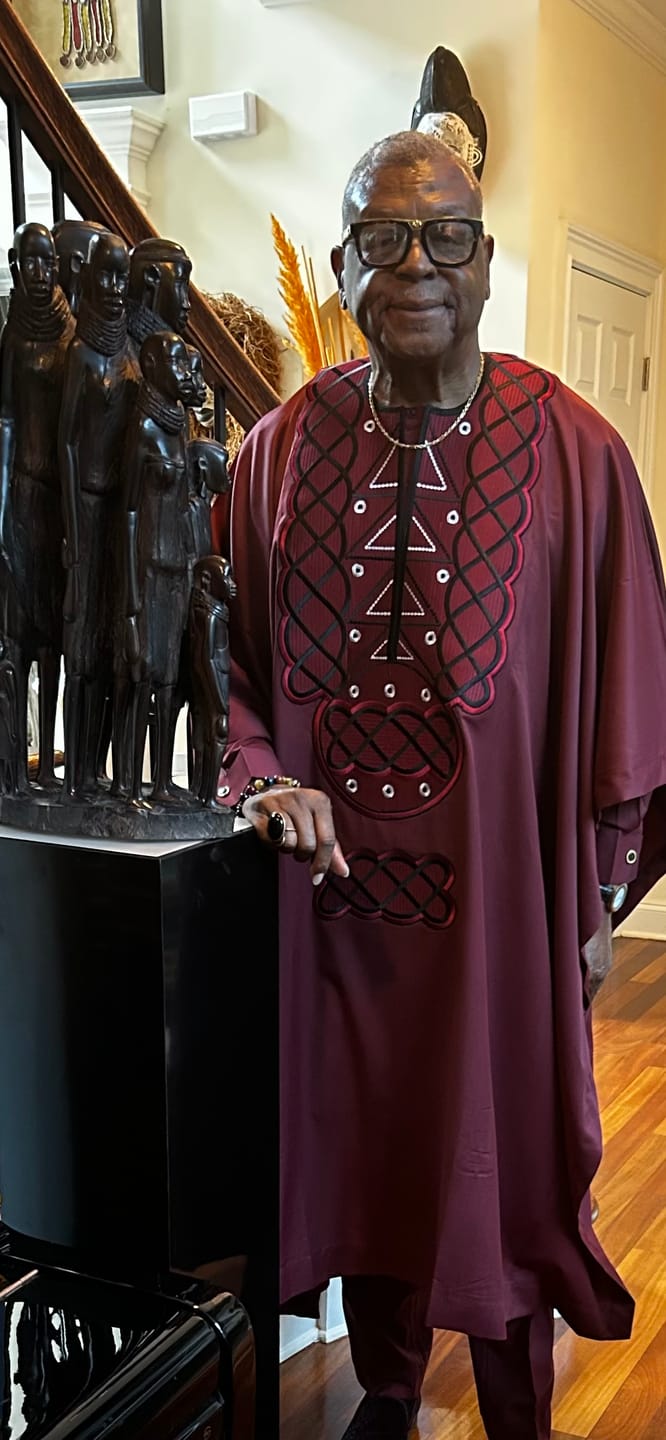 Customer photo review of Red Burgundy Embroidered Agbada
