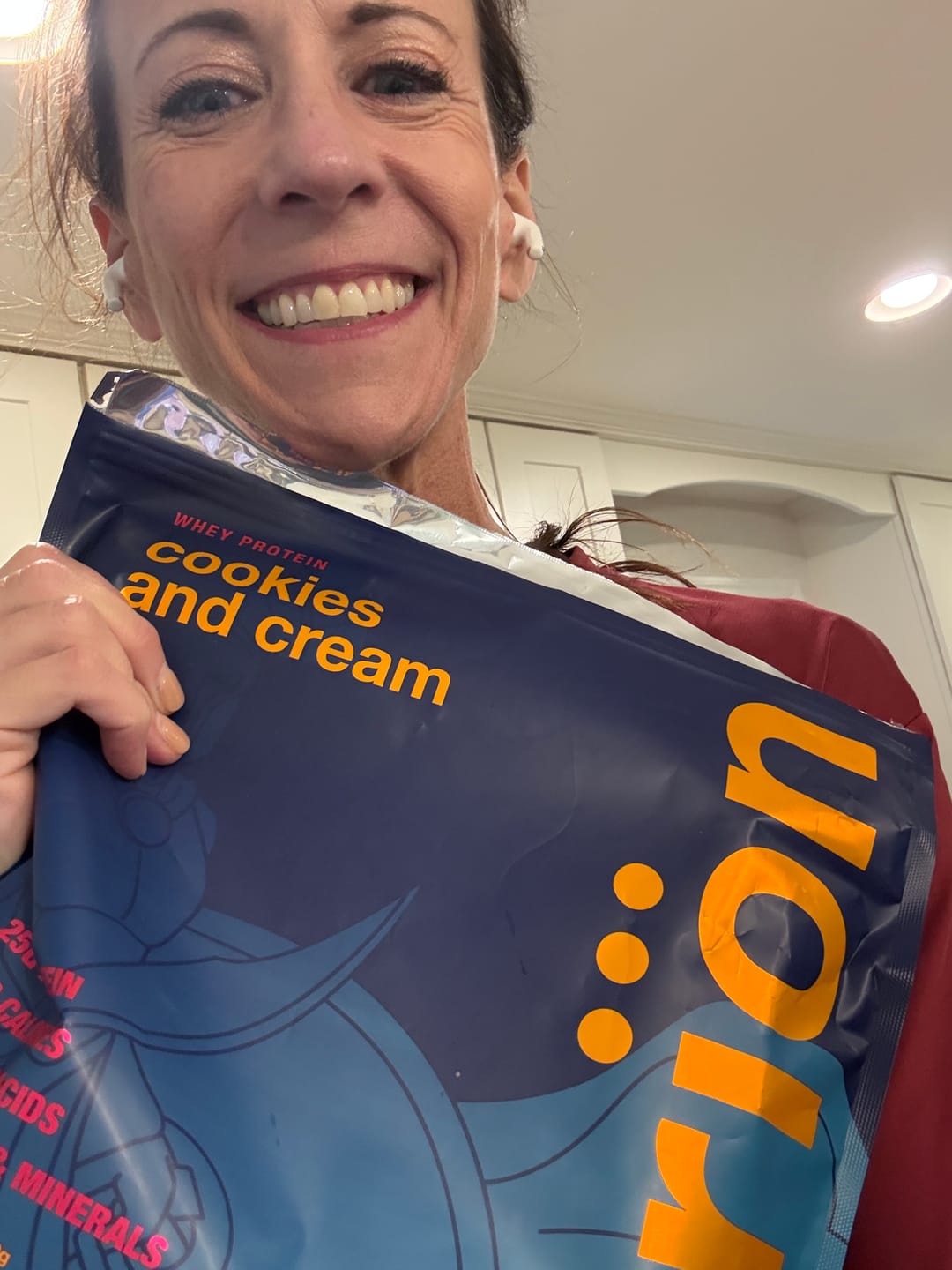 Customer photo review of Premium Cookies & Cream Whey Protein