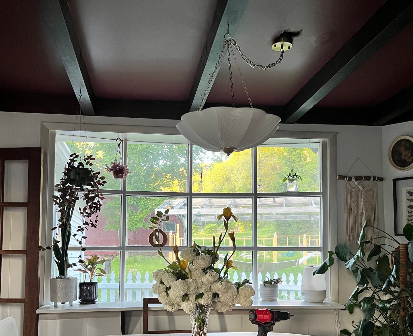 Customer photo review of Boho Pleated Flower White Fabric Cage Pendant Light