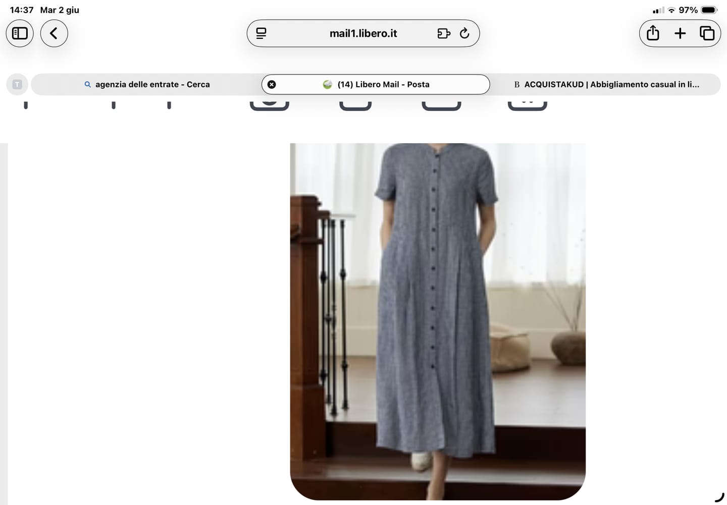 Customer photo review of Plus Size Women Summer Plaid Stand Collar 100%Linen Loose Dress