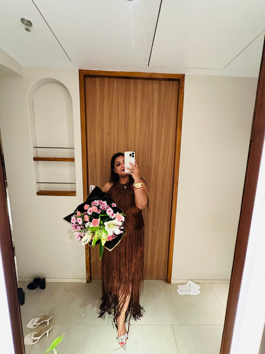 Customer photo review of Roman Fringed Maxi Dress