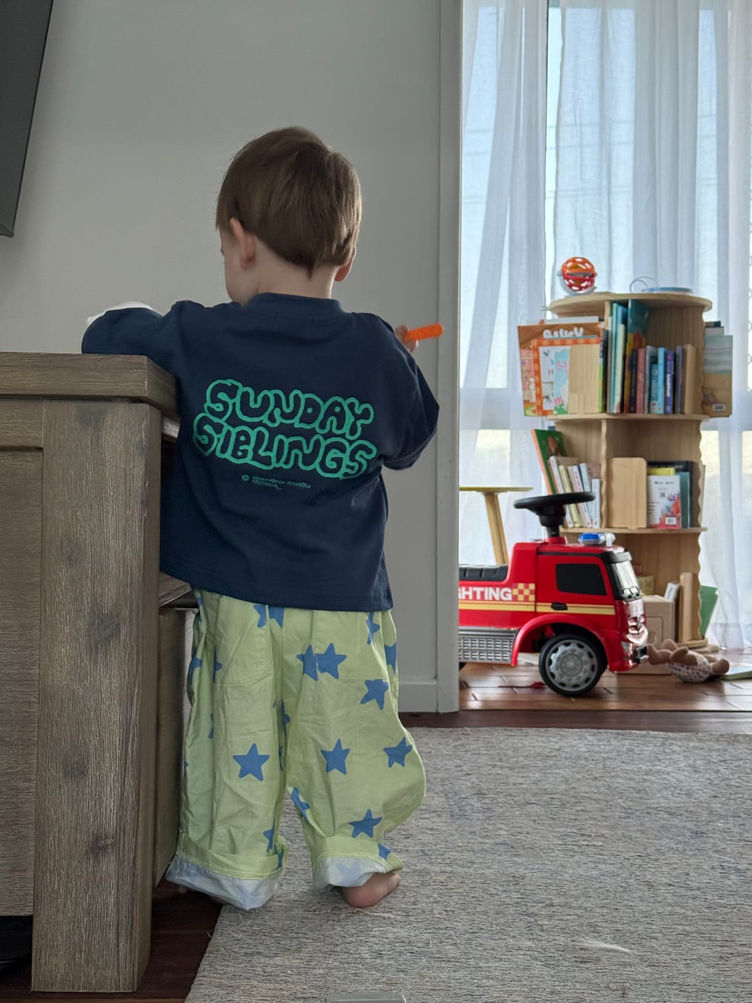 Customer photo review of PRE-ORDER Sunday Siblings - Party Layers Tee Navy