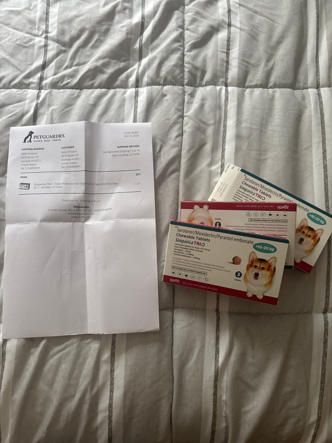 Customer photo review of Simparica TRIO - Triple Protection for Dogs in One Tasty Monthly Chew